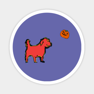 Halloween Dog Found Spooky Pumpkin Magnet